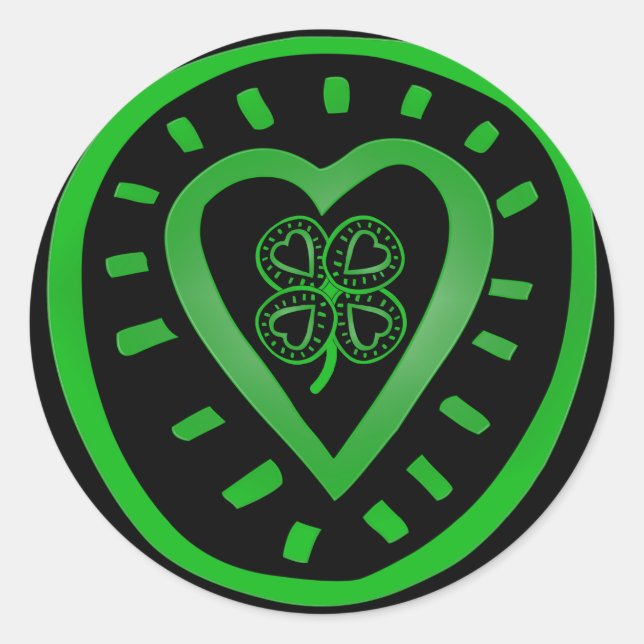 Clover de coeur noir St Patrick's Day R Sticker (Devant)