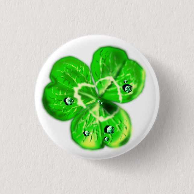Clover Dew Drops 1 Inch Round Button (Front)