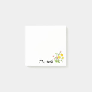 Clover flower bouquet monogram teacher post-it notes