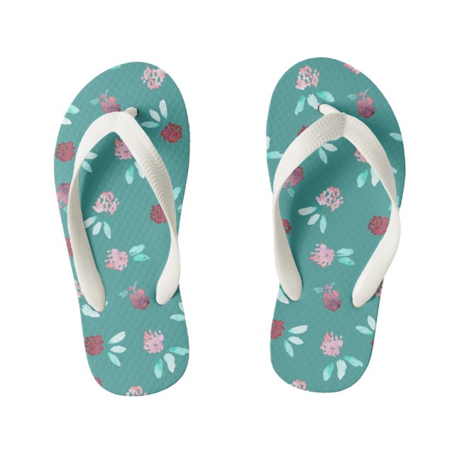 Clover Flowers Kids' Flip Flops (Footbed)