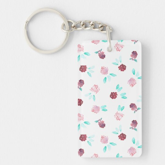 Clover Flowers Rectangle Double-Sided Keychain