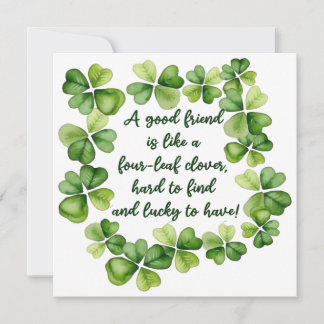Clover Friendship Quote Good Friend 4 Leaf Clover  Card