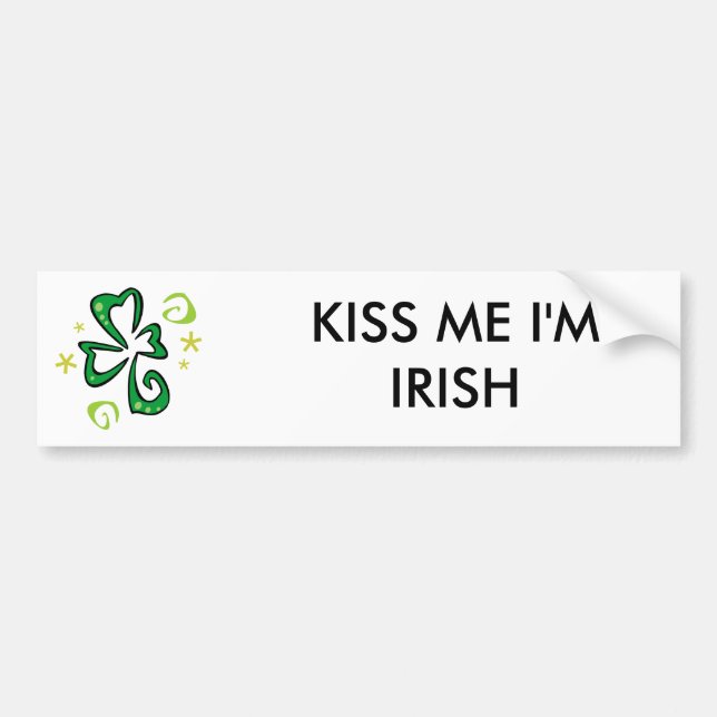 Clover Fun, KISS ME I'M IRISH Bumper Sticker (Front)