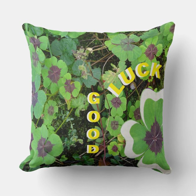 Clover Good Luck Throw Pillow (Front)