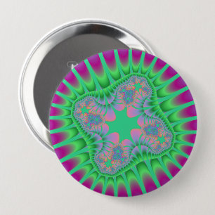 Clover Green Flower 4 Inch Round Button