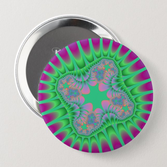 Clover Green Flower 4 Inch Round Button (Front & Back)