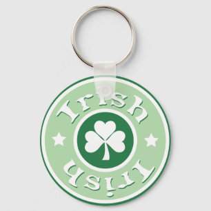 Clover Green Irish Circle Keychain
