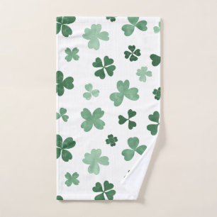 Clover green leaves St. Patrick's Day hand towel