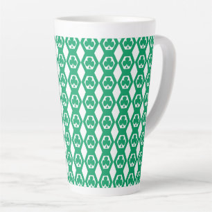 Clover Green White Hexagon Pattern Latte Mug