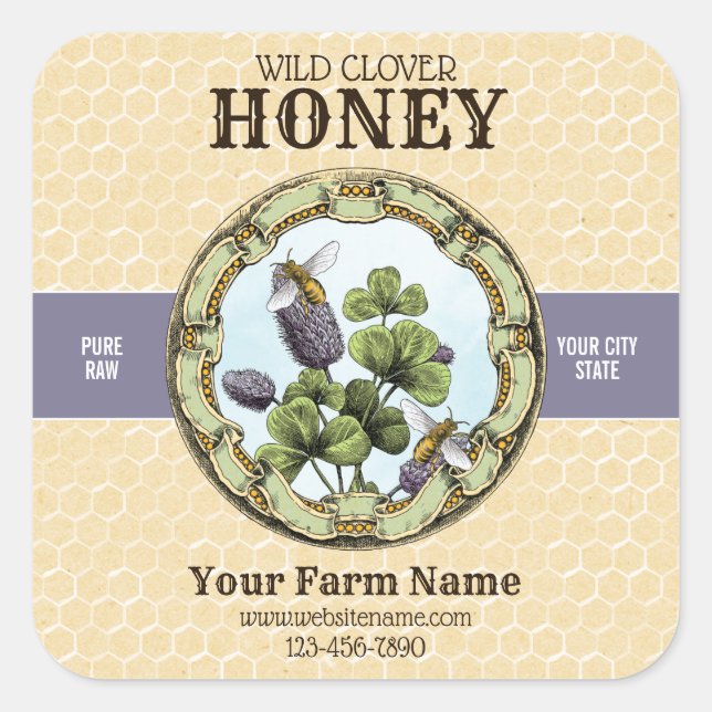Clover Honey Bee Label (Front)