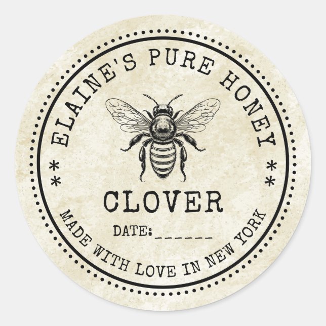 Clover honey vintage label with custom colours (Front)
