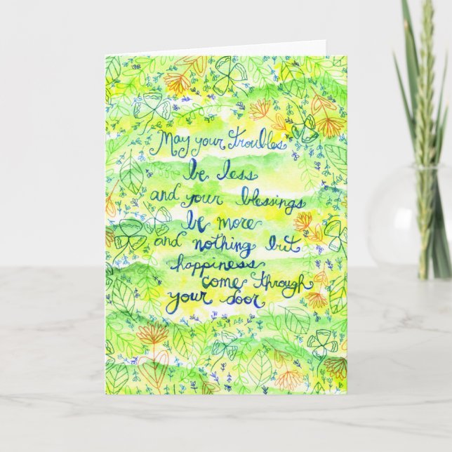 Clover Irish Blessing Holiday Card (Front)