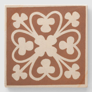 Clover Irish Celtic Art Design Red Stone Coaster