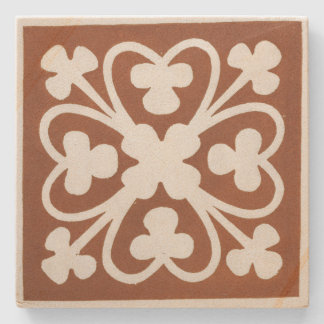 Clover Irish Celtic Art Design Red Stone Coaster