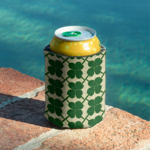 Clover Lattice Linen Can Cooler