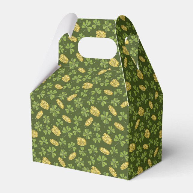 Clover Leaf & Gold Coin Pattern Favor Box (Front Side)