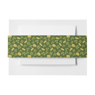 Clover Leaf & Gold Coin Pattern Invitation Belly Band