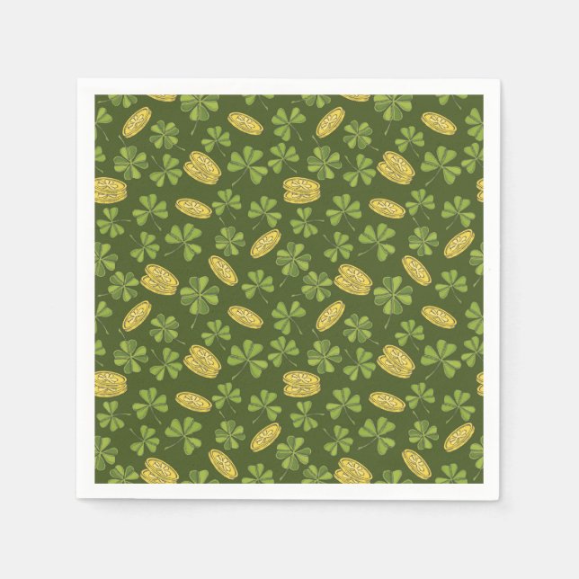 Clover Leaf & Gold Coin Pattern Napkin (Front)