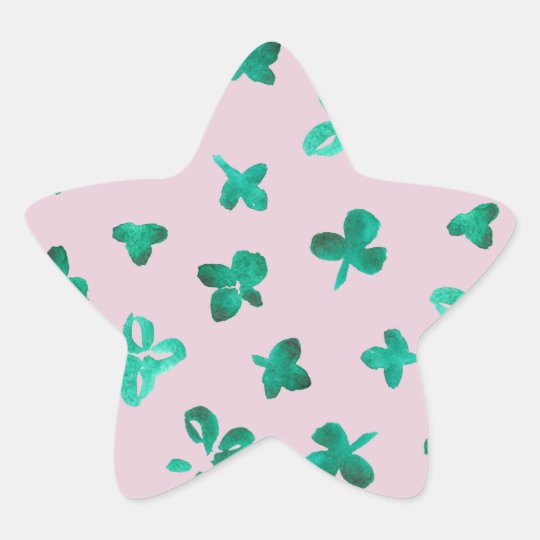 Clover Leaves Glossy Star Sticker