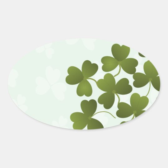 Clover Leaves Oval Sticker