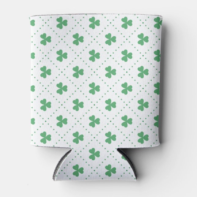 Clover Leaves Pattern St. Patrick's Day-53224 Can Cooler (Front)