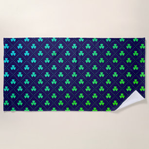 Clover Leaves St. Patrick's Day Pattern-53223 Beach Towel