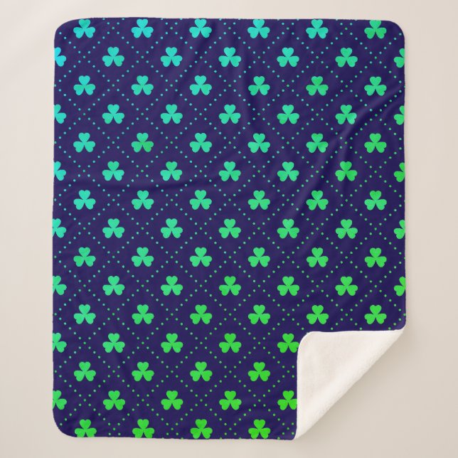 Clover Leaves St. Patrick's Day Pattern-53223 Sherpa Blanket (Front)