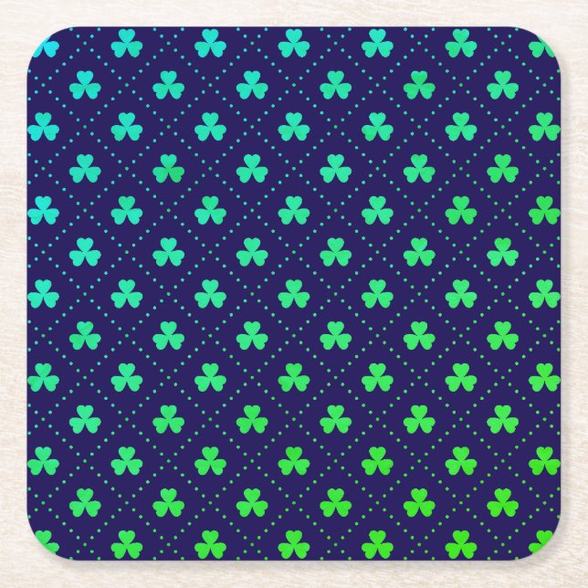 Clover Leaves St. Patrick's Day Pattern-53223 Square Paper Coaster (Front)