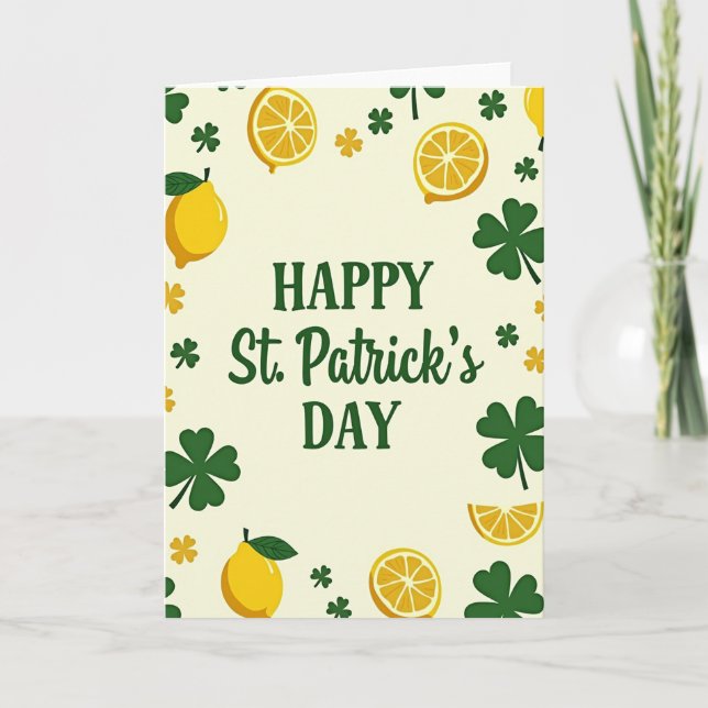 Clover Lemon Pattern St Patricks Card (Front)