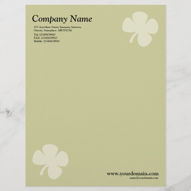 Clover - Light Khaki Letterhead (Front)