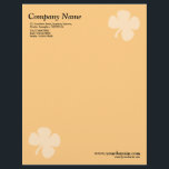 Clover - Light Orange Letterhead<br><div class="desc">A business letterhead with an attractive and elegant clover motif in the top right and bottom left hand corners of the page positioned half an inch from the edges. Company name, address along with telephone, Fax and Mobile numbers in the top left corner. Web and email address aligned in the...</div>