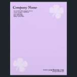 Clover - Light Purple Letterhead<br><div class="desc">A business letterhead with an attractive and elegant clover motif in the top right and bottom left hand corners of the page positioned half an inch from the edges. Company name, address along with telephone, Fax and Mobile numbers in the top left corner. Web and email address aligned in the...</div>