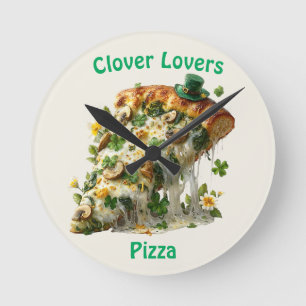 Clover Lovers Pizza St. Patrick’s Day Round Clock