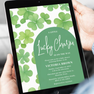 Clover Lucky Charm Baby Shower Invitation