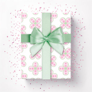 Clover Moroccan Quatrefoil in Pink and Green Wrapping Paper