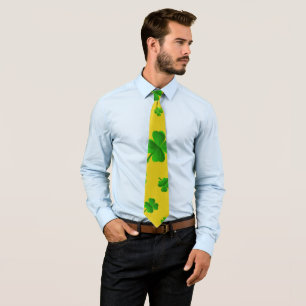 Clover on Gold Irish St. Patricks Day Tie