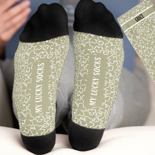 Clover Patricks Day Personalized Name Lucky Socks