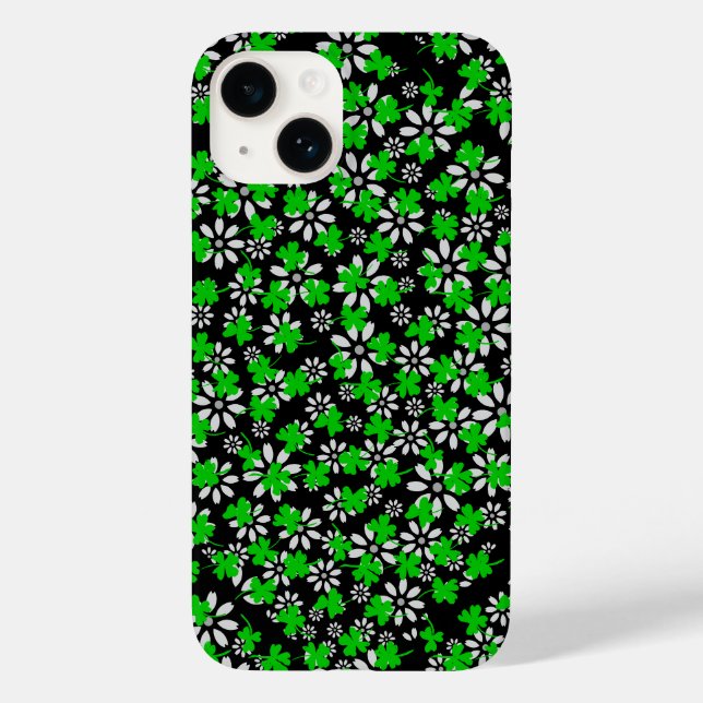 Clover pattern 01w Black BG Case-Mate iPhone Case (Back)