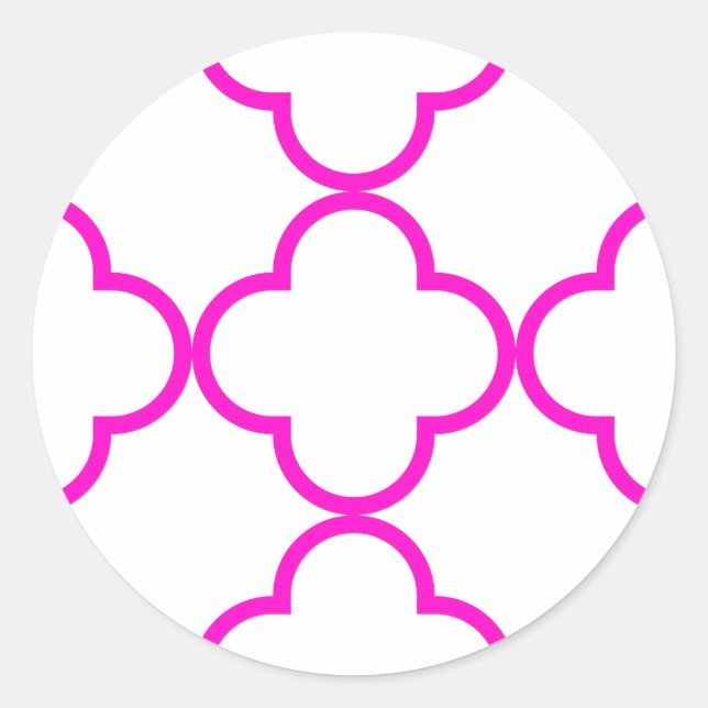 Clover Pattern 1 Pink Classic Round Sticker (Front)