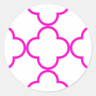 Clover Pattern 1 Pink Classic Round Sticker