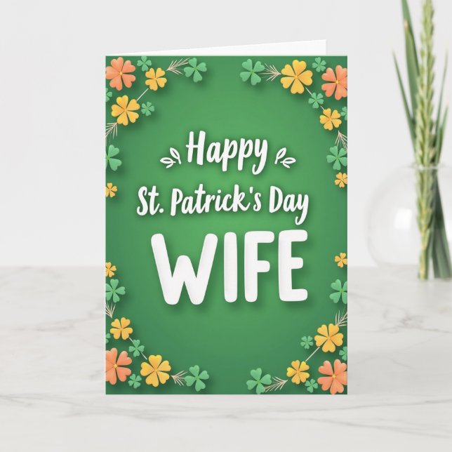 Clover Pattern Wife St Patricks Card (Front)