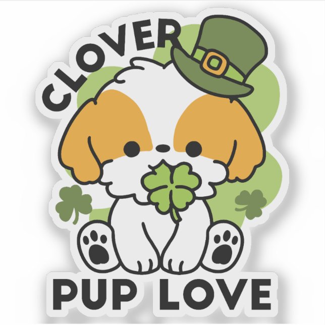 Clover Pup Love – St. Patrick's Day Dog Design (Front)