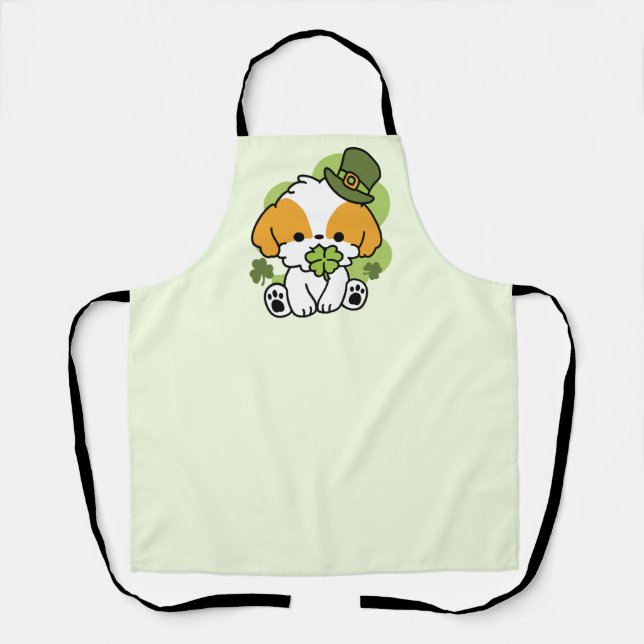 Clover Pup Love – St. Patrick's Day Dog Design Apron (Front)