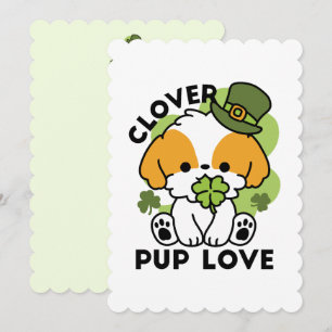 Clover Pup Love – St. Patrick's Day Dog Design Holiday Card