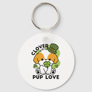 Clover Pup Love – St. Patrick's Day Dog Design Keychain