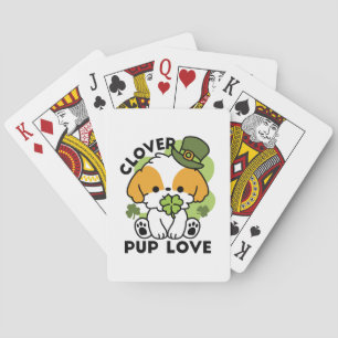 Clover Pup Love – St. Patrick's Day Dog Design Playing Cards
