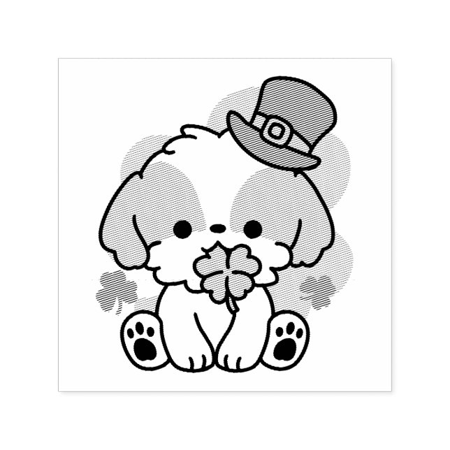 Clover Pup Love – St. Patrick's Day Dog Design Self-inking Stamp (Design)