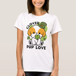 Clover Pup Love – St. Patrick's Day Dog Design T-Shirt
