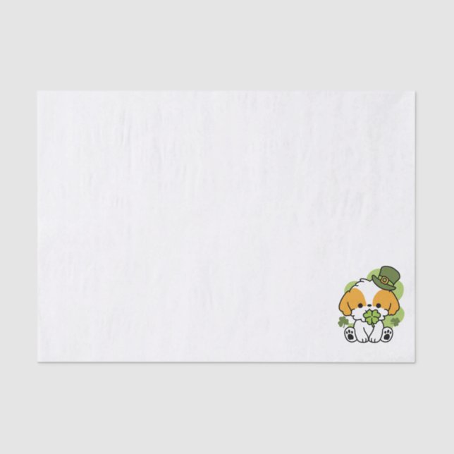 Clover Pup Love – St. Patrick's Day Dog Design Tissue Paper (Front)