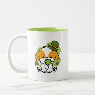 Clover Pup Love – St. Patrick's Day Dog Design Two-Tone Coffee Mug